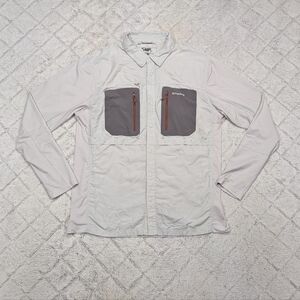 Simms Shirt Mens L Gray GT TriComp Long Sleeve Fly Fishing Performance Snap